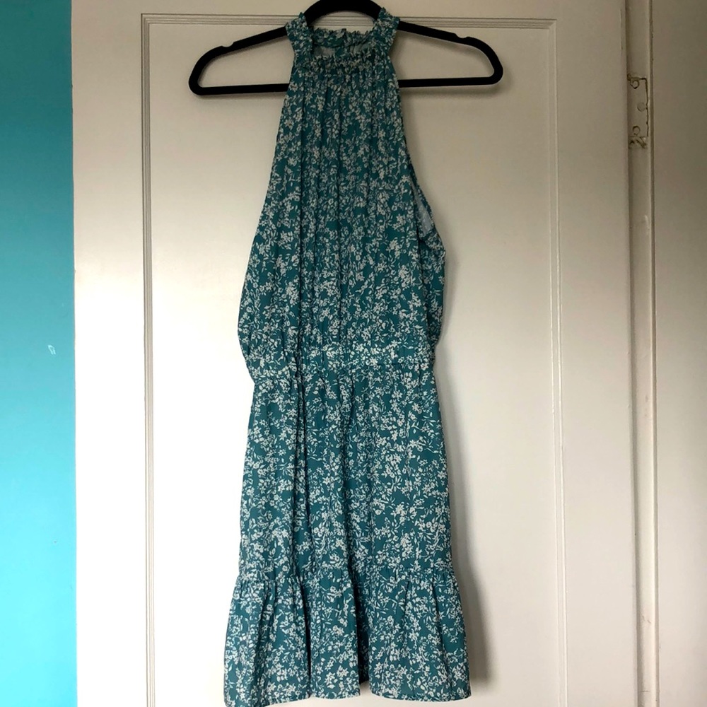 Green floral racer back dress- never worn
